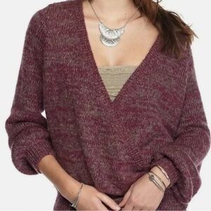 Free People That’s A Wrap Front Oversized Balloon Sleeve Sweater Purple Size XS